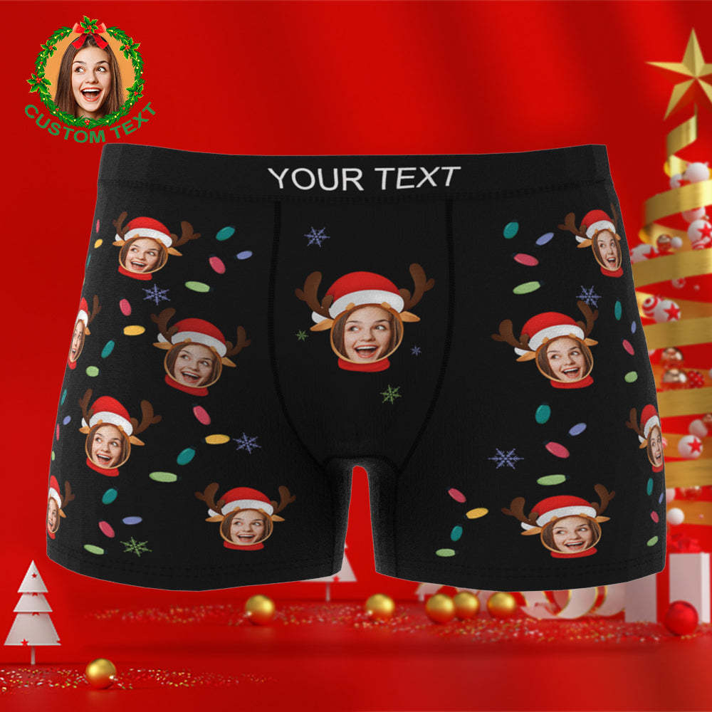 Custom Face Boxer Elk Personalized Christmas Boxer Briefs - My Photo Socks AU