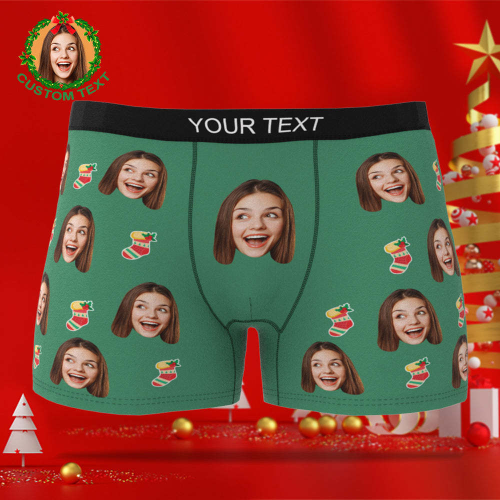 Custom Face Boxer Surprise Christmas Stockings Personalized Christmas Boxer Briefs - My Photo Socks AU