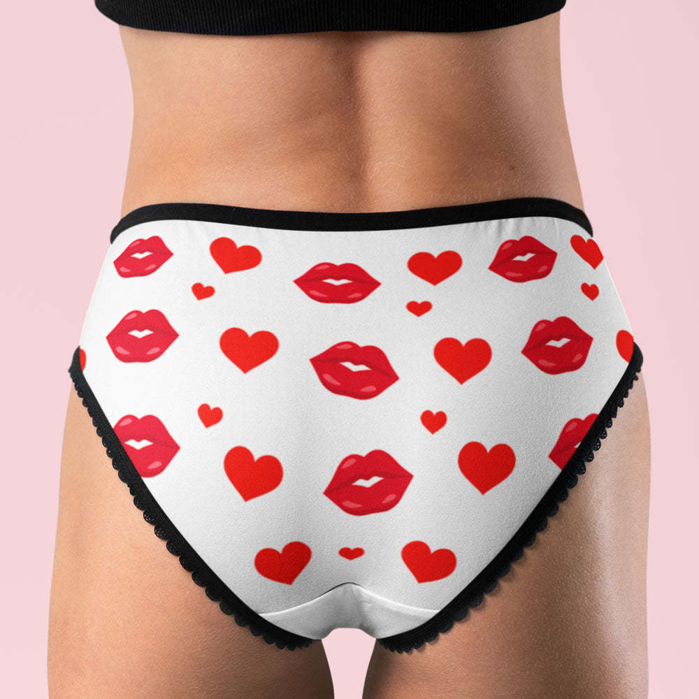 Custom Face Lips and Heart Underwear for Her Personalized Thongs Valentine Gift - My Photo Socks AU
