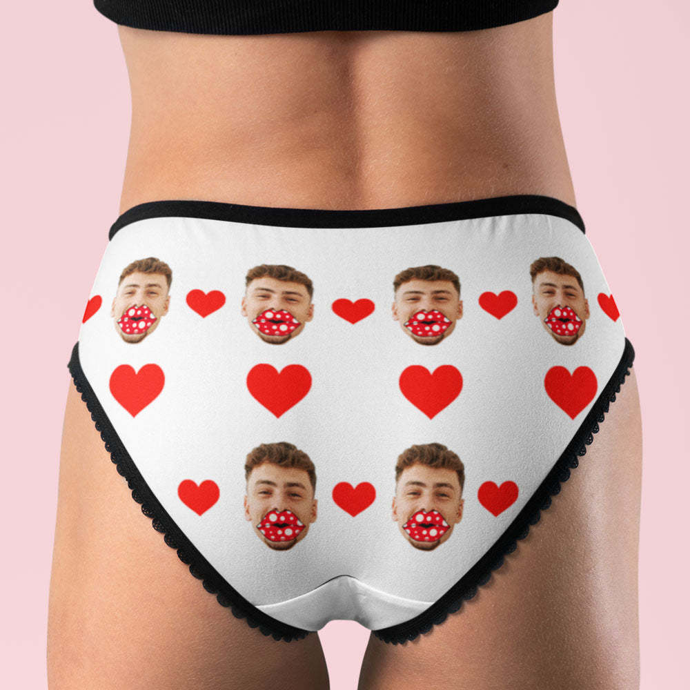 Custom Face Heart Boxers Personalized Lips Thongs Valentine's Day Gift For Her - My Photo Socks AU