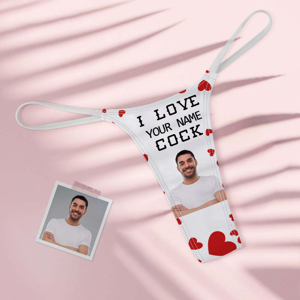 Custom Face Women's Colorful Tanga Thong Valentine's Day Gift I Love Your Cock - My Photo Socks AU