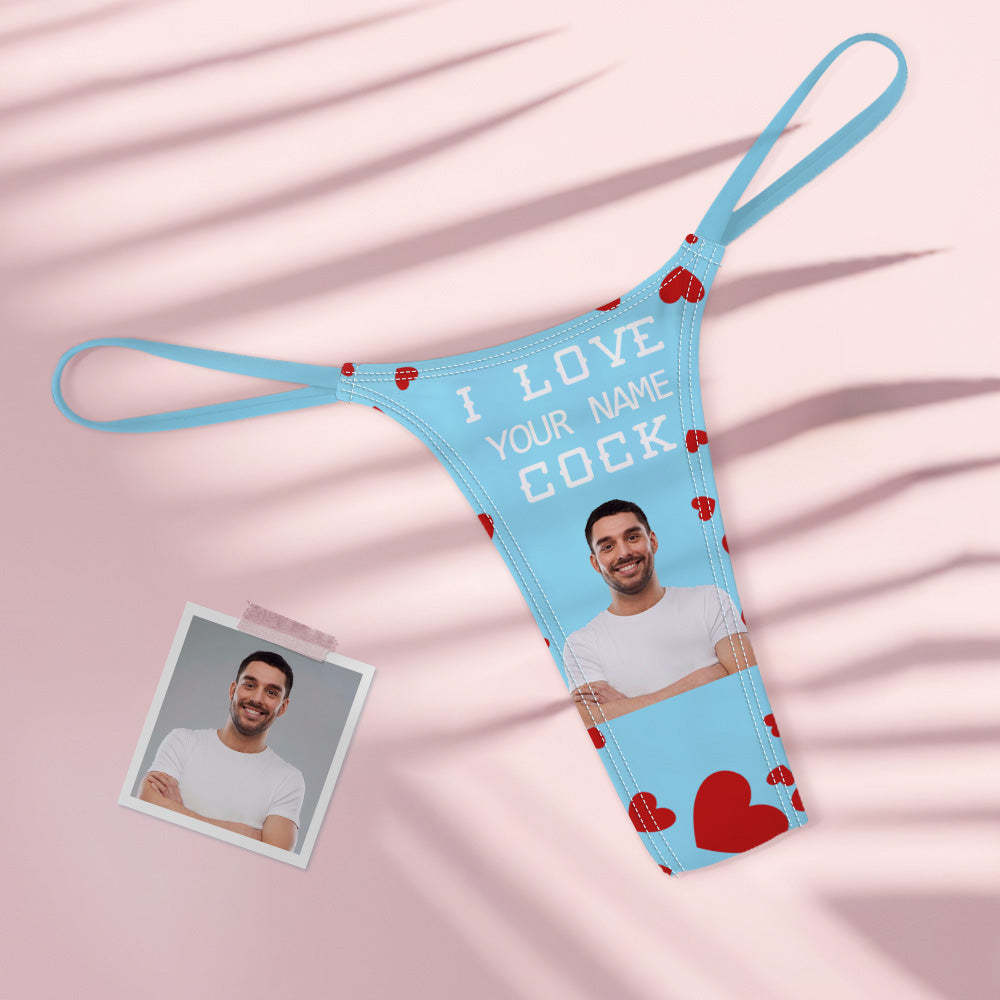 Custom Face Women's Colorful Tanga Thong Valentine's Day Gift I Love Your Cock - My Photo Socks AU