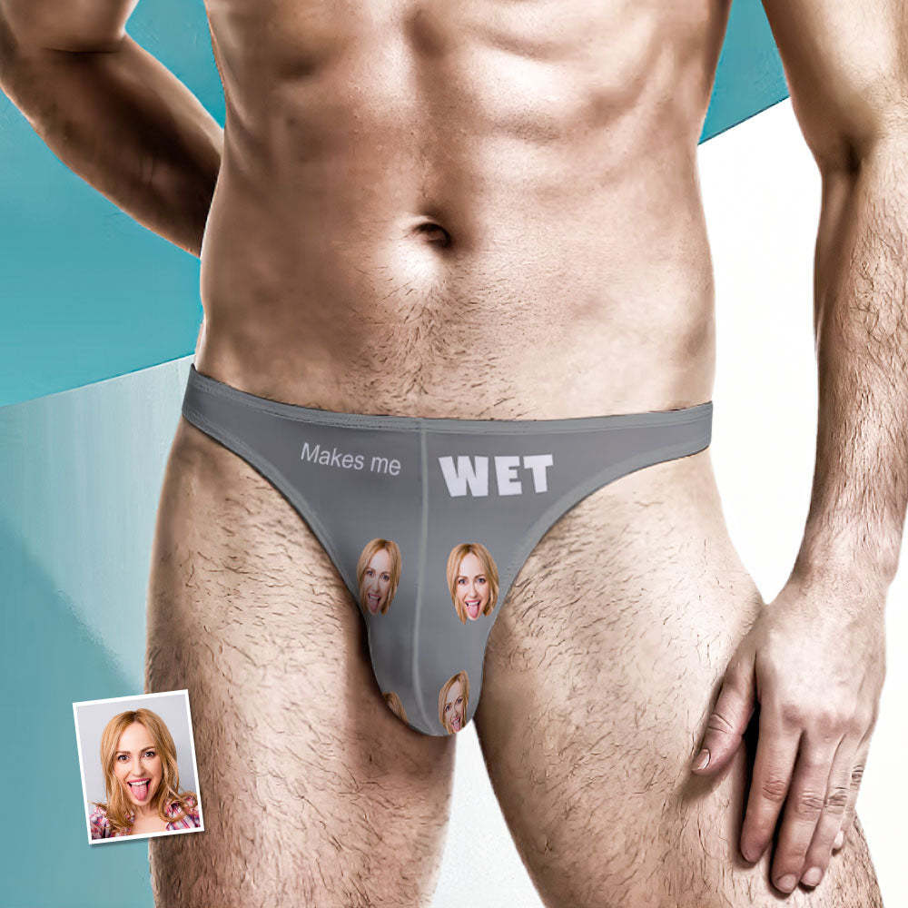 Custom Face Men's Thong - Makes Me Wet Men's Briefs - My Photo Socks AU