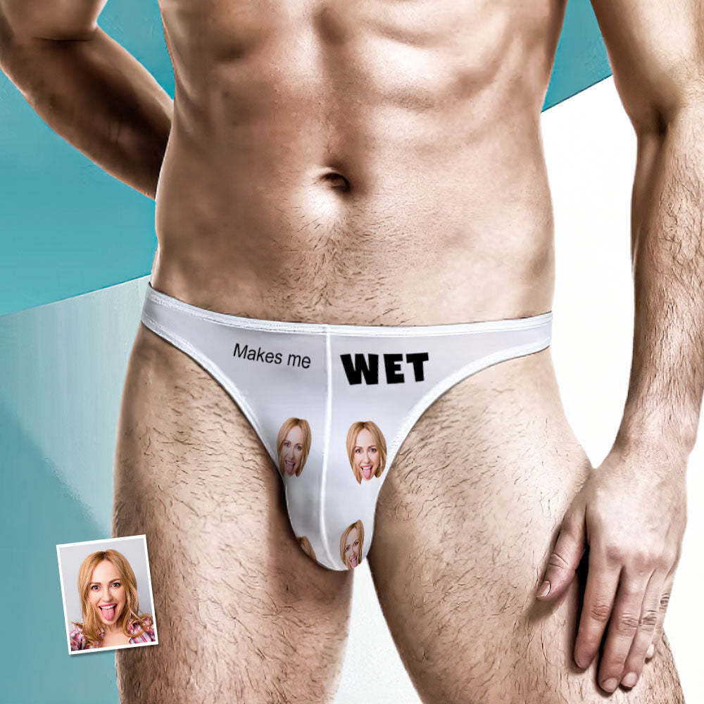 Custom Face Men's Thong - Makes Me Wet Men's Briefs - My Photo Socks AU