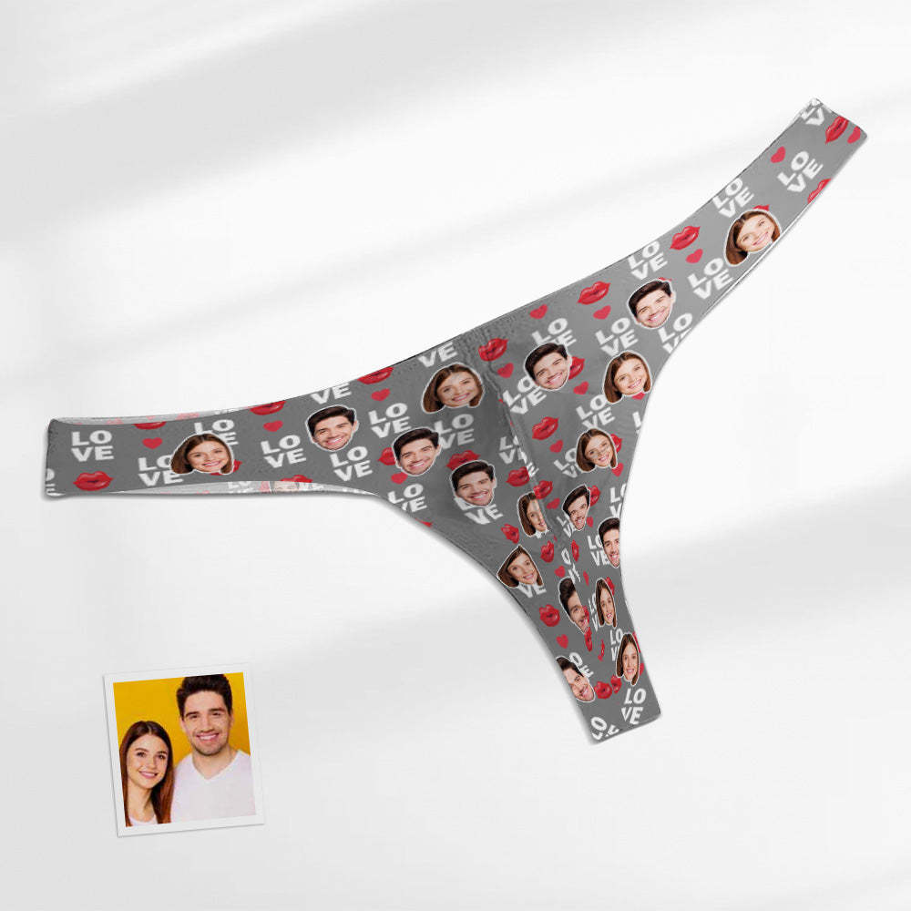 Custom Face Love Men's Thong Lip Print Men's Briefs - My Photo Socks AU