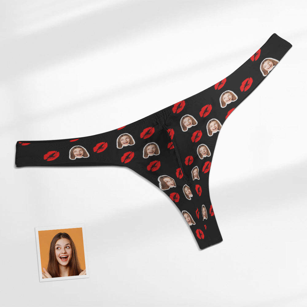 Custom Face Red Lips Men's Thong Kiss Men's Briefs - My Photo Socks AU