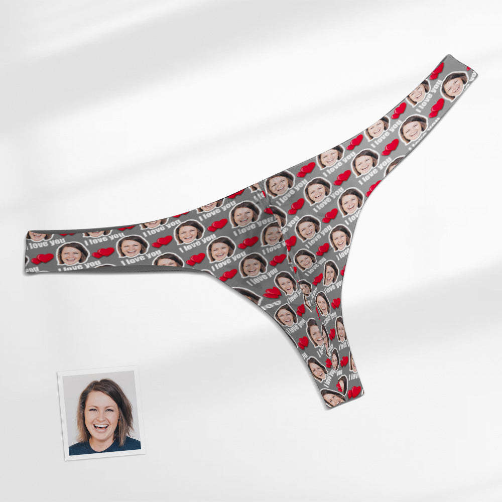 Custom Face Heart Men's Thong Love You Men's Briefs - My Photo Socks AU