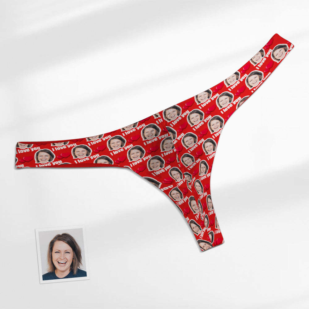 Custom Face Heart Men's Thong Love You Men's Briefs - My Photo Socks AU