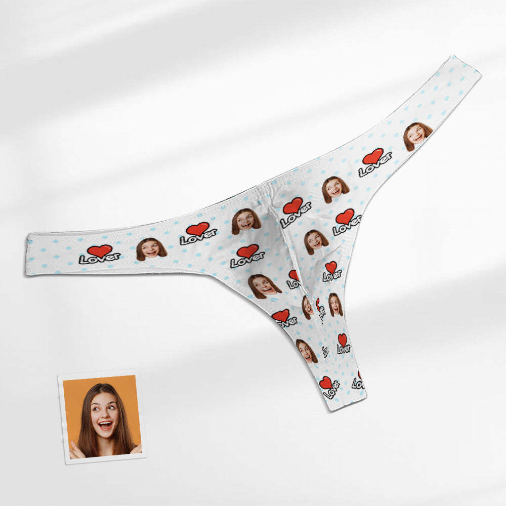 Custom Face Heart Men's Thong For Lover Men's Briefs - My Photo Socks AU