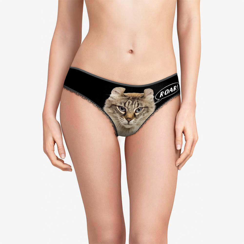 Custom Face Women's Panties Sexy Funny Naughty Animal Cat Roar Gifts For Her - My Photo Socks AU