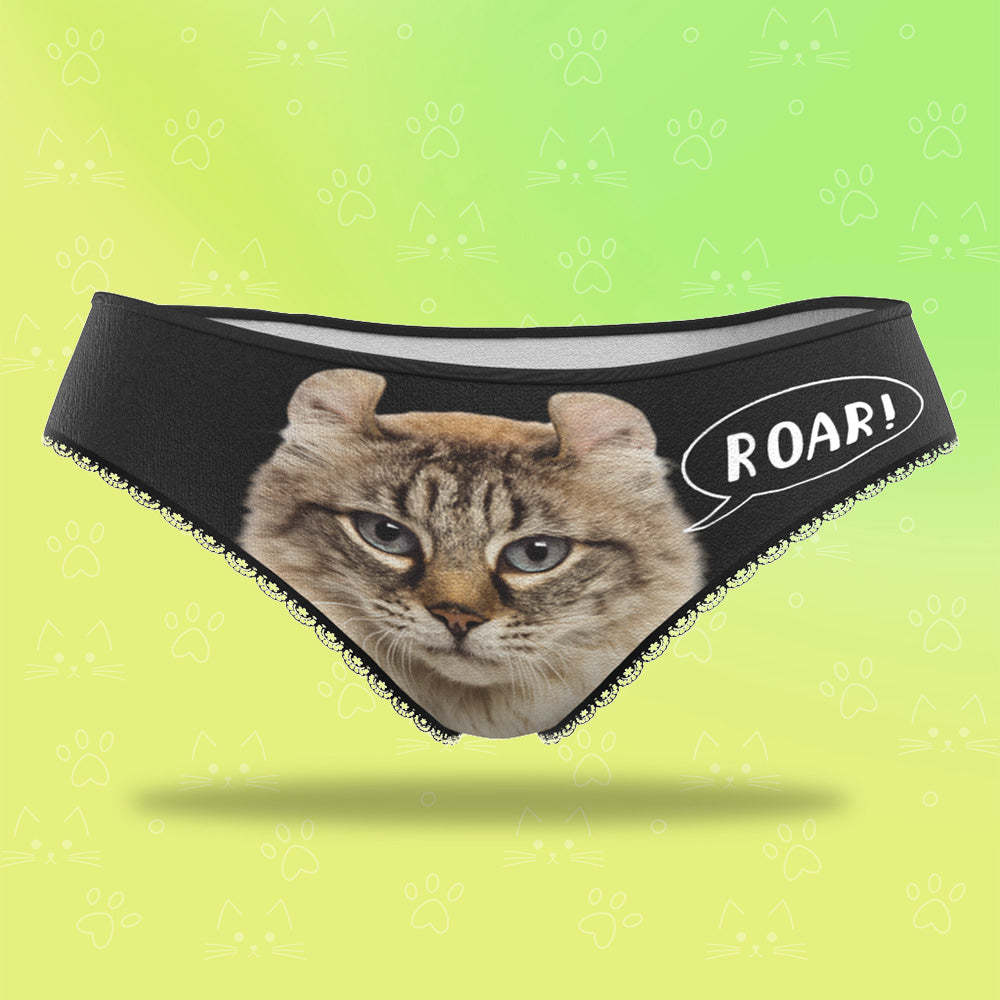 Custom Face Women's Panties Sexy Funny Naughty Animal Cat Roar Gifts For Her - My Photo Socks AU