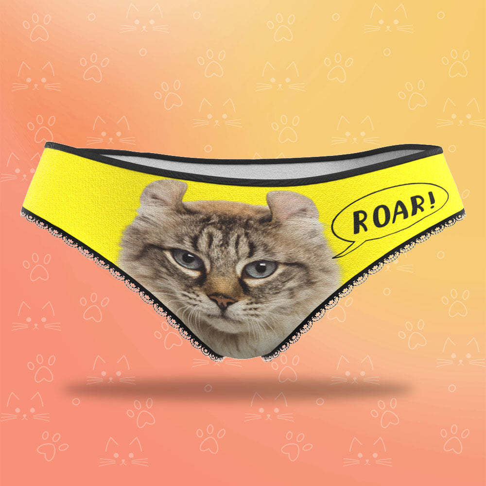 Custom Face Women's Panties Sexy Funny Naughty Animal Cat Roar Gifts For Her - My Photo Socks AU