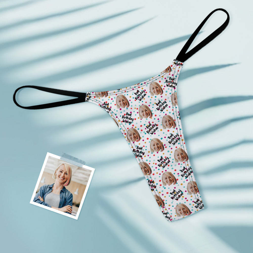 Custom Face Women's Tanga Best Birthday Wishes Thong - My Photo Socks AU
