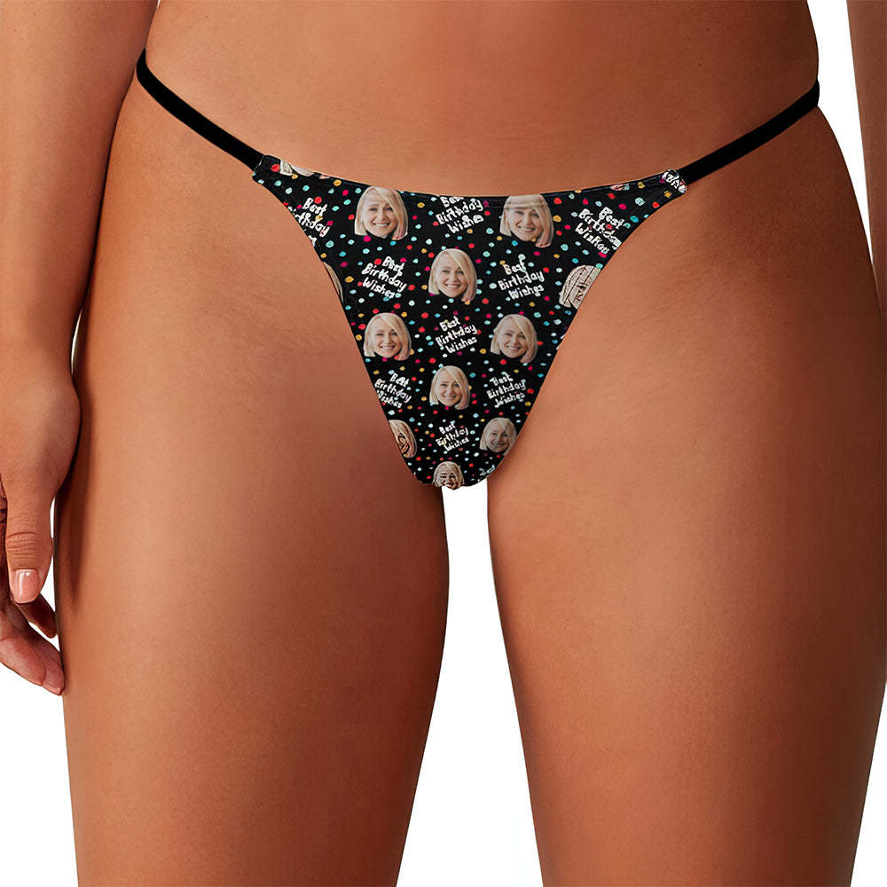 Custom Face Women's Tanga Best Birthday Wishes Thong - My Photo Socks AU