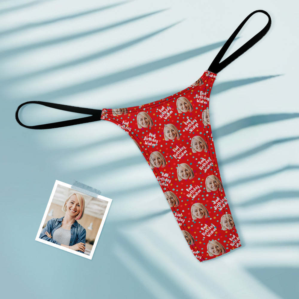 Custom Face Women's Tanga Best Birthday Wishes Thong - My Photo Socks AU