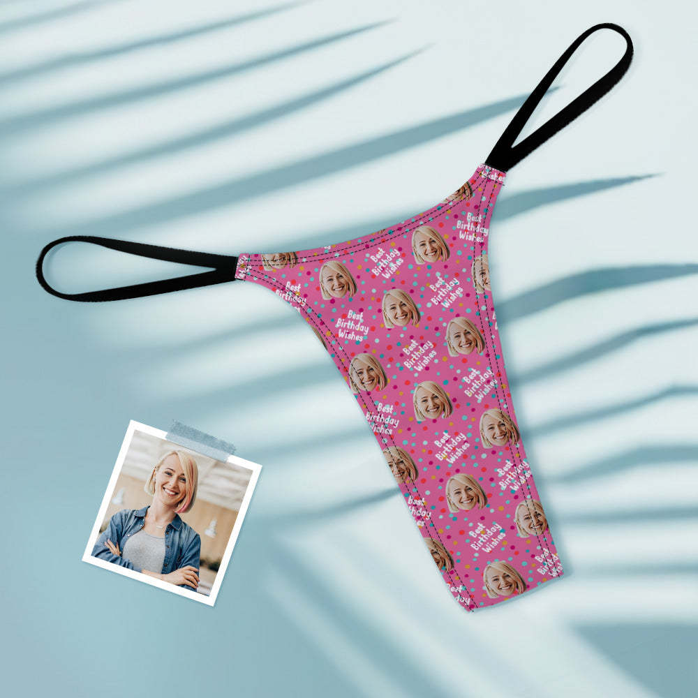 Custom Face Women's Tanga Best Birthday Wishes Thong - My Photo Socks AU