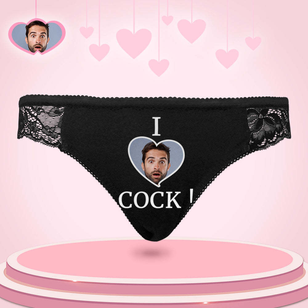 Custom Women Lace Panty I Love Cock Photo Sexy Panties Sweet Gift - My Photo Socks AU