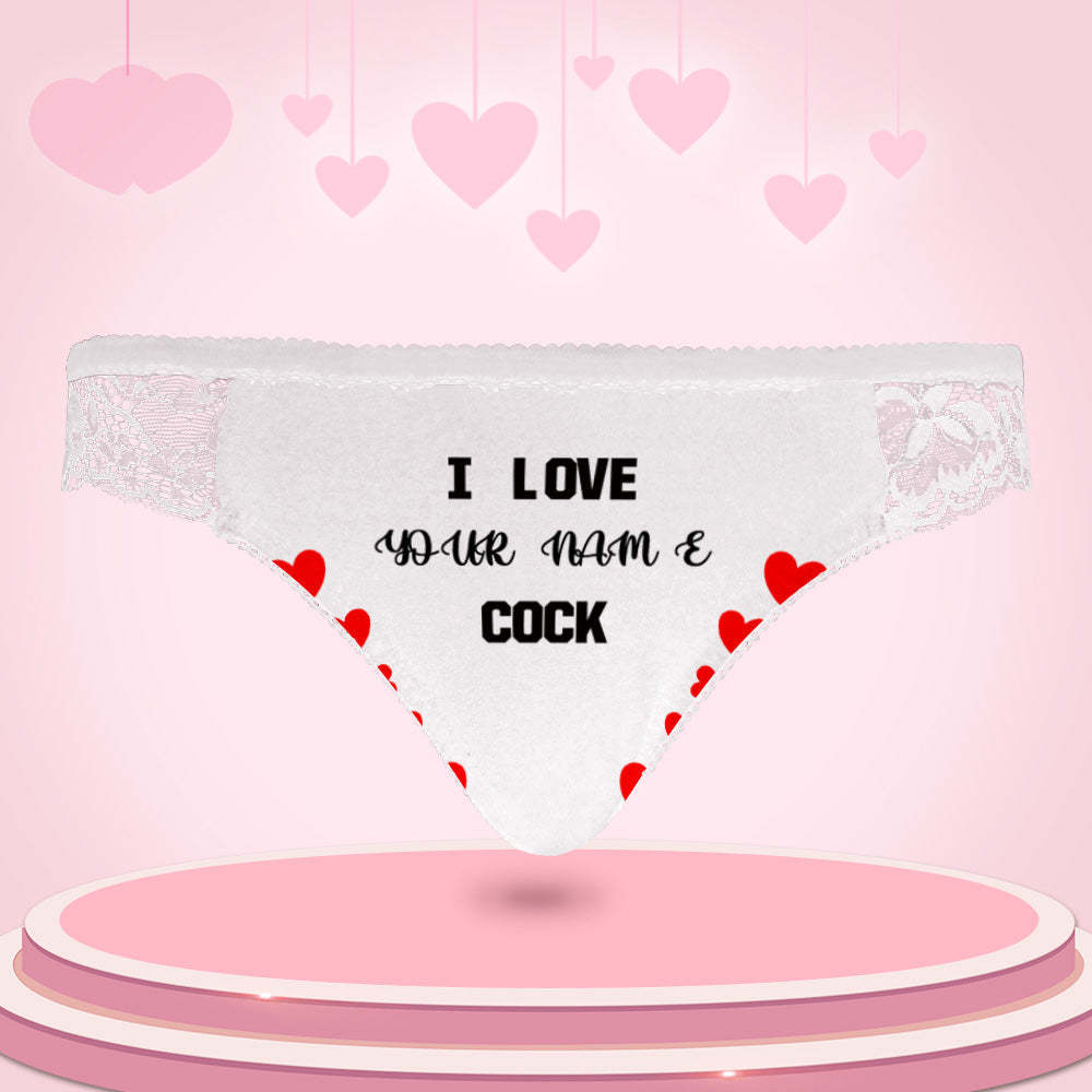 Custom Women Lace Panty I Love Your Cock Sexy Panties Sweet Gift - My Photo Socks AU