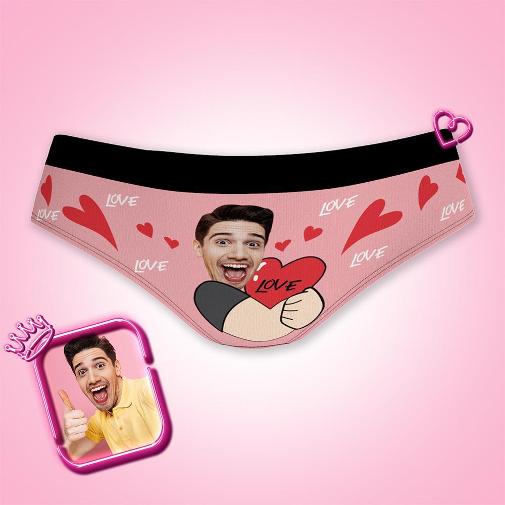 Custom Men's Valentine's Day Love Heart Boxer Briefs Personalized Gifts For Girlfriend