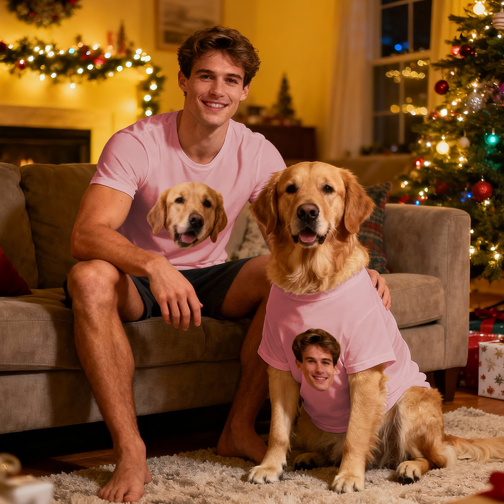 Custom Photo T-Shirt Set Dog and Owner Matching Shirts Personalized Pet Lover Gift - MyPhotoSocksAu