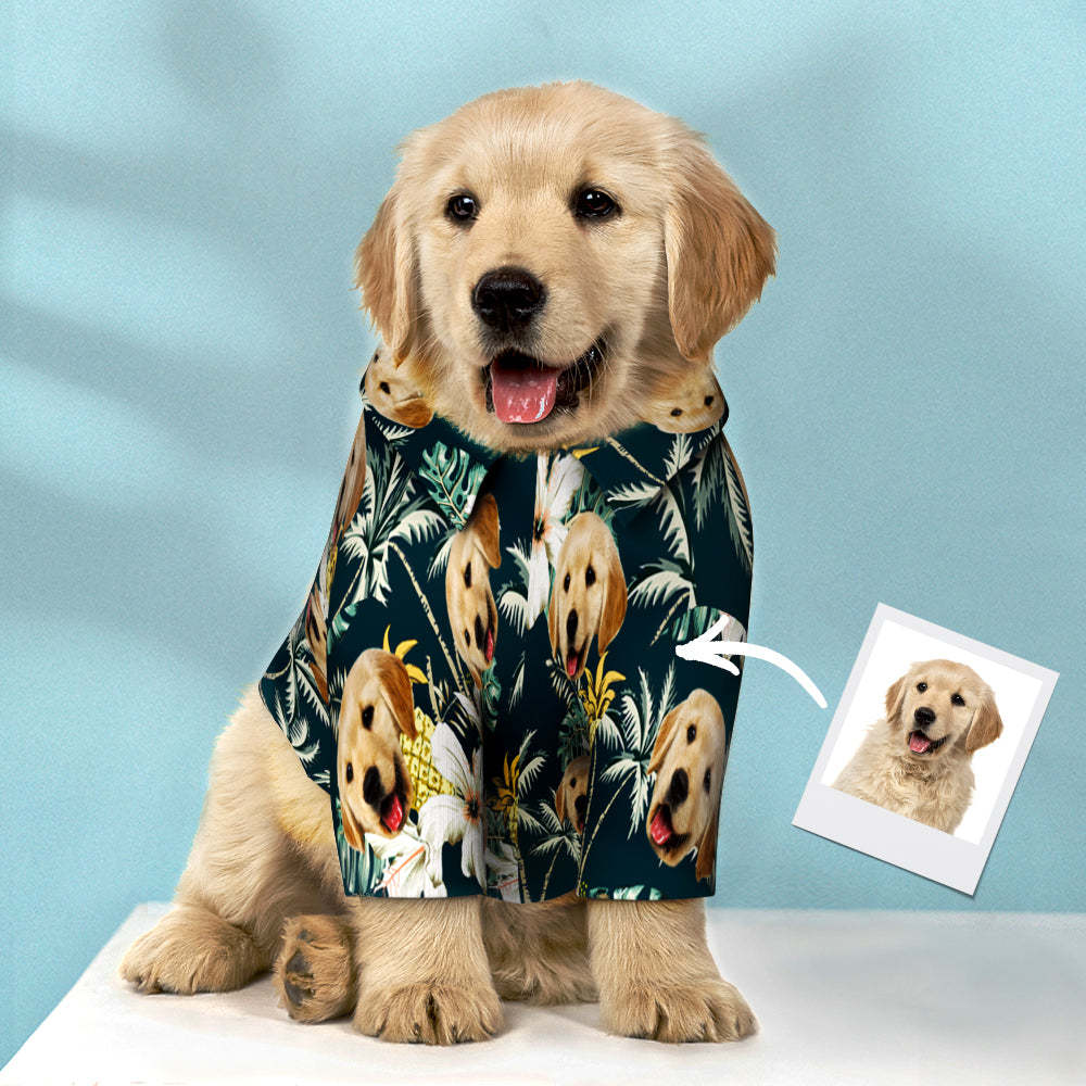 Custom Hawaiian Dog Shirt Personalized Dark Green Pet Beach Shirt Clothes Gift for Pets - My Photo Socks AU