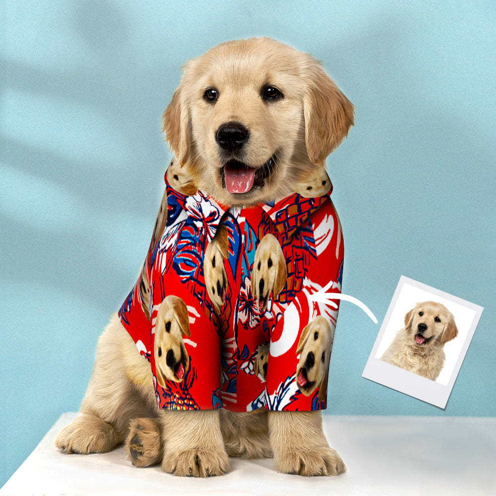 Custom Hawaiian Dog Shirt Personalized Red Pet Beach Shirt Clothes Gift for Pets - My Photo Socks AU