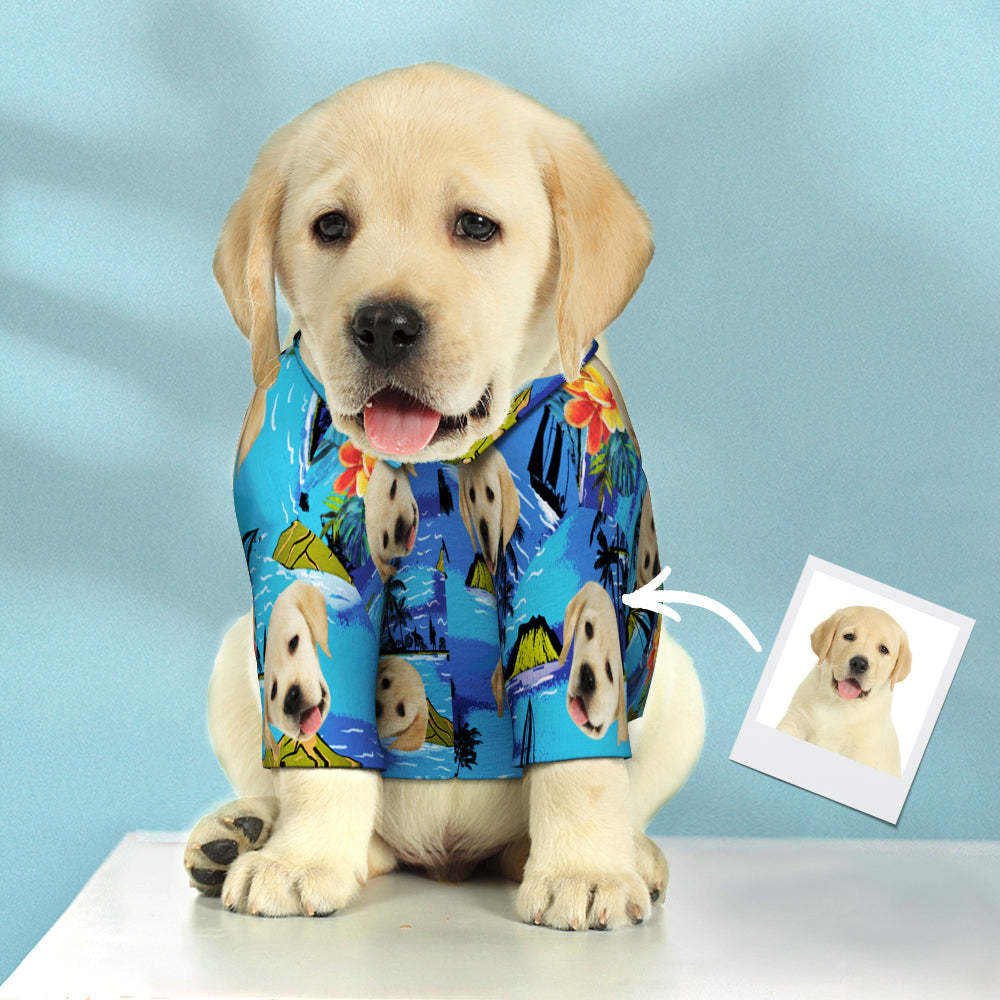 Custom Face Hawaiian Dog Shirt Personalized Coconut Tree Print Pet Beach Shirt Clothes Gift for Pets - My Photo Socks AU