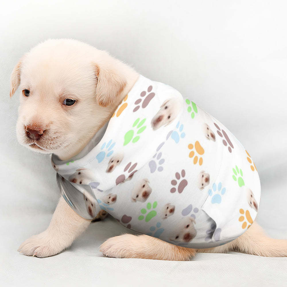 Custom Face Full Print Pet Sweater Multicolor Paw Prints Pet Clothes - My Photo Socks AU