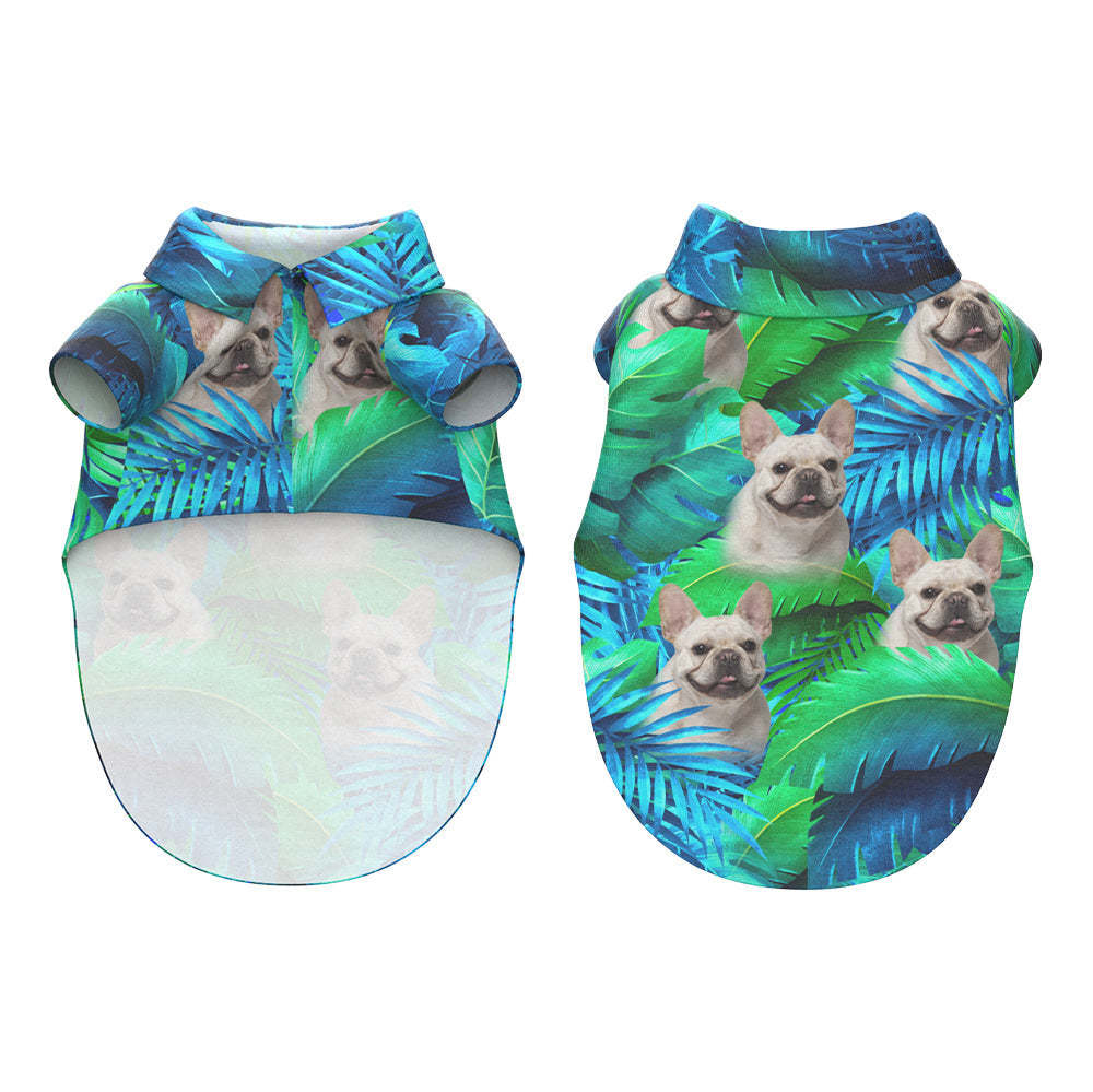 Custom Face Hawaiian Style Large Leaves Dog and Owner Matching Hawaiian Shirts - My Photo Socks AU