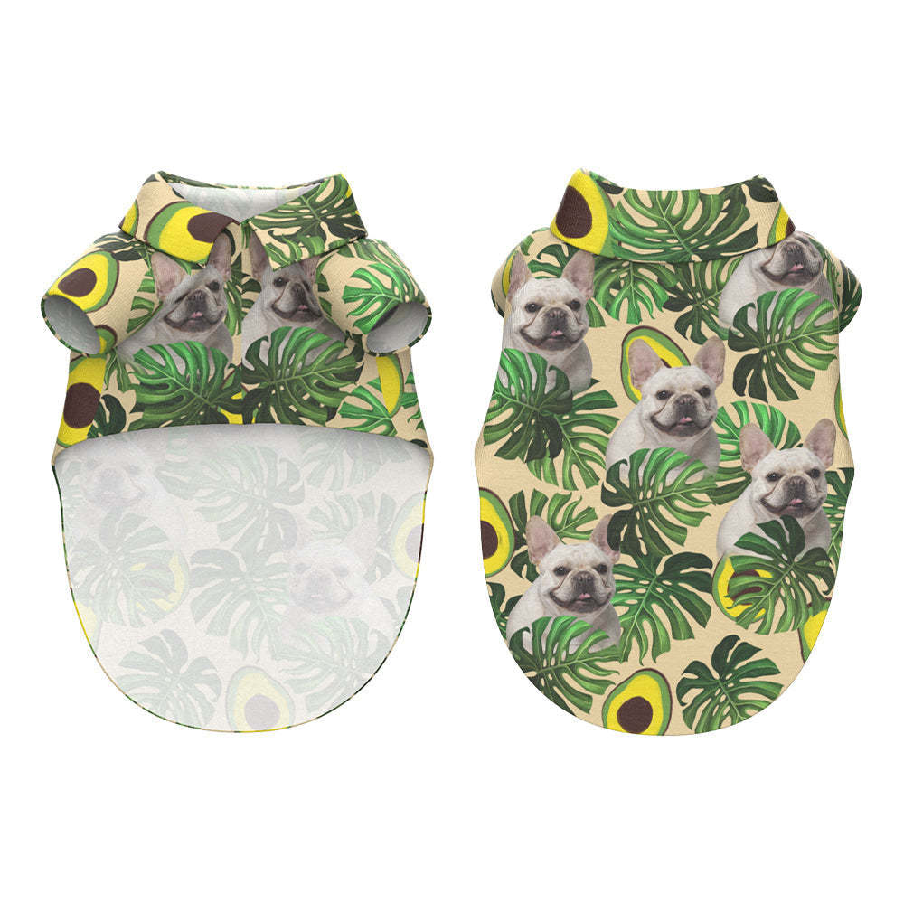 Custom Dog Face Hawaiian Style Avocado Dog and Owner Matching Hawaiian Shirts - My Photo Socks AU