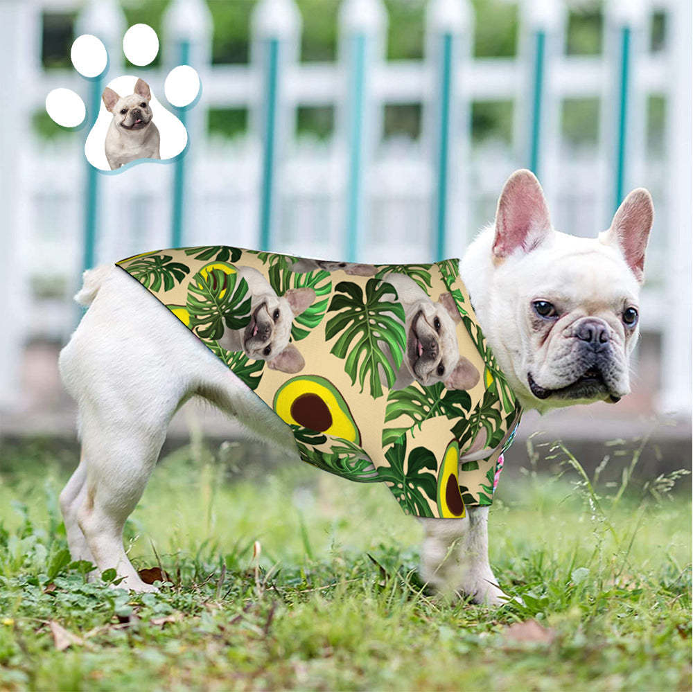 Custom Dog Face Hawaiian Style Avocado Dog and Owner Matching Hawaiian Shirts - My Photo Socks AU