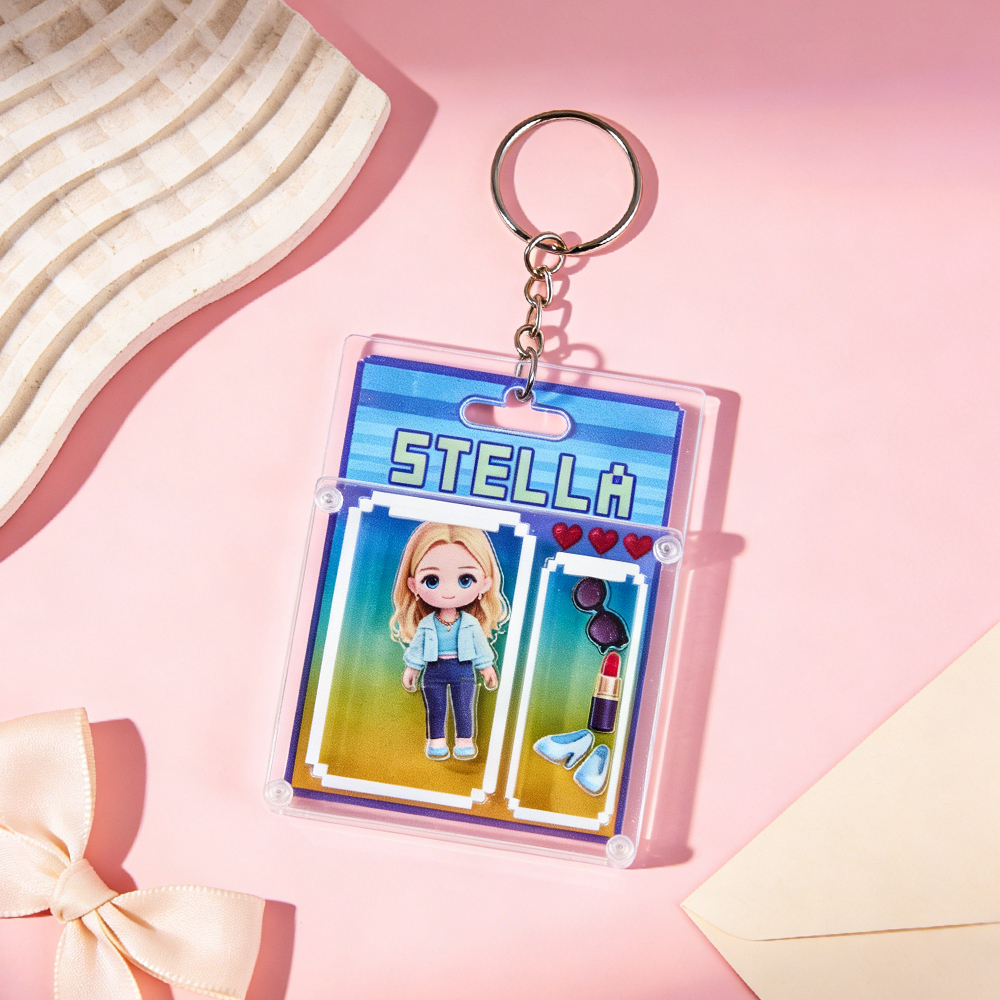 Custom Cartoon Keychain Personalized 3D Acrylic Cartoon Keychain Photo Bag Charm Unique Keepsake Gift for Couple Valentine's Day Gift - MyPhotoSocksAu