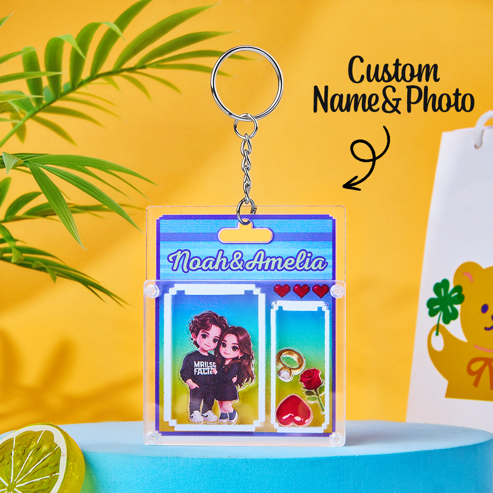 Custom Cartoon Keychain Personalized 3D Acrylic Cartoon Keychain Photo Bag Charm Unique Keepsake Gift for Couple Valentine's Day Gift - MyPhotoSocksAu
