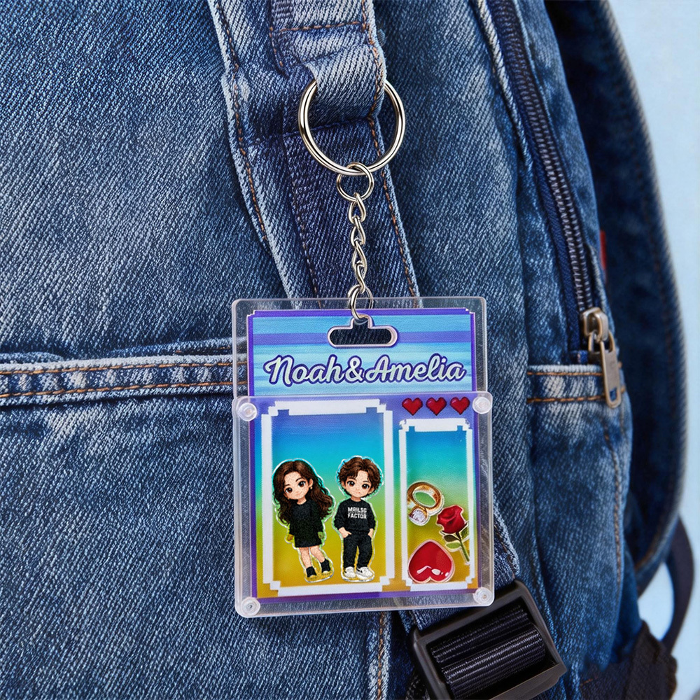 Custom Cartoon Keychain Personalized 3D Acrylic Cartoon Keychain Photo Bag Charm Unique Keepsake Gift for Couple Valentine's Day Gift - MyPhotoSocksAu