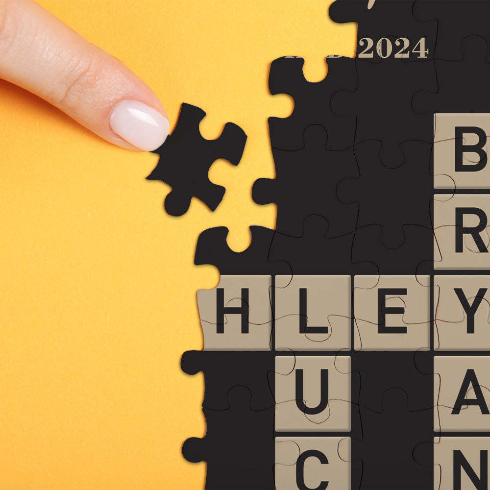 Custom Word Puzzle Photo Building Blocks Customizable Word Connect Brick Puzzle - MyPhotoSocksAu