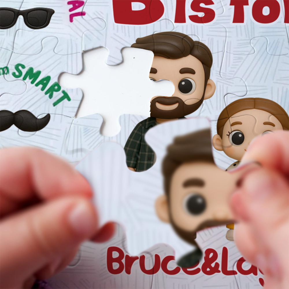 Custom Cartoon Puzzle with Names Jigsaw Puzzle Personalized HAPPY Father's Day Gift For Dad Trendy 2025 - MyPhotoSocksAu