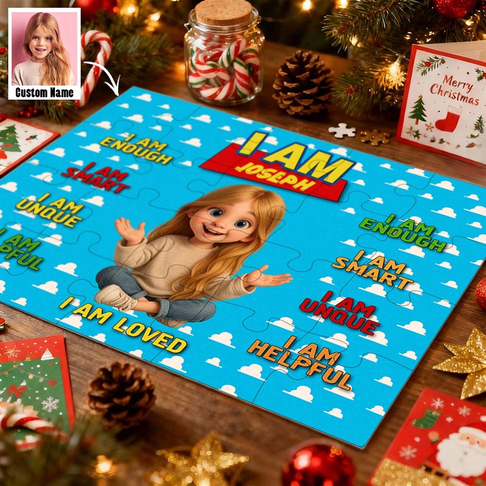 Christmas Jigsaw Puzzle Personalized - HAPPY BIRTHDAY | Gift For Grandkid - Gift for Kids - Trendy New 2025 - Personalized Puzzle - MyPhotoSocksAu