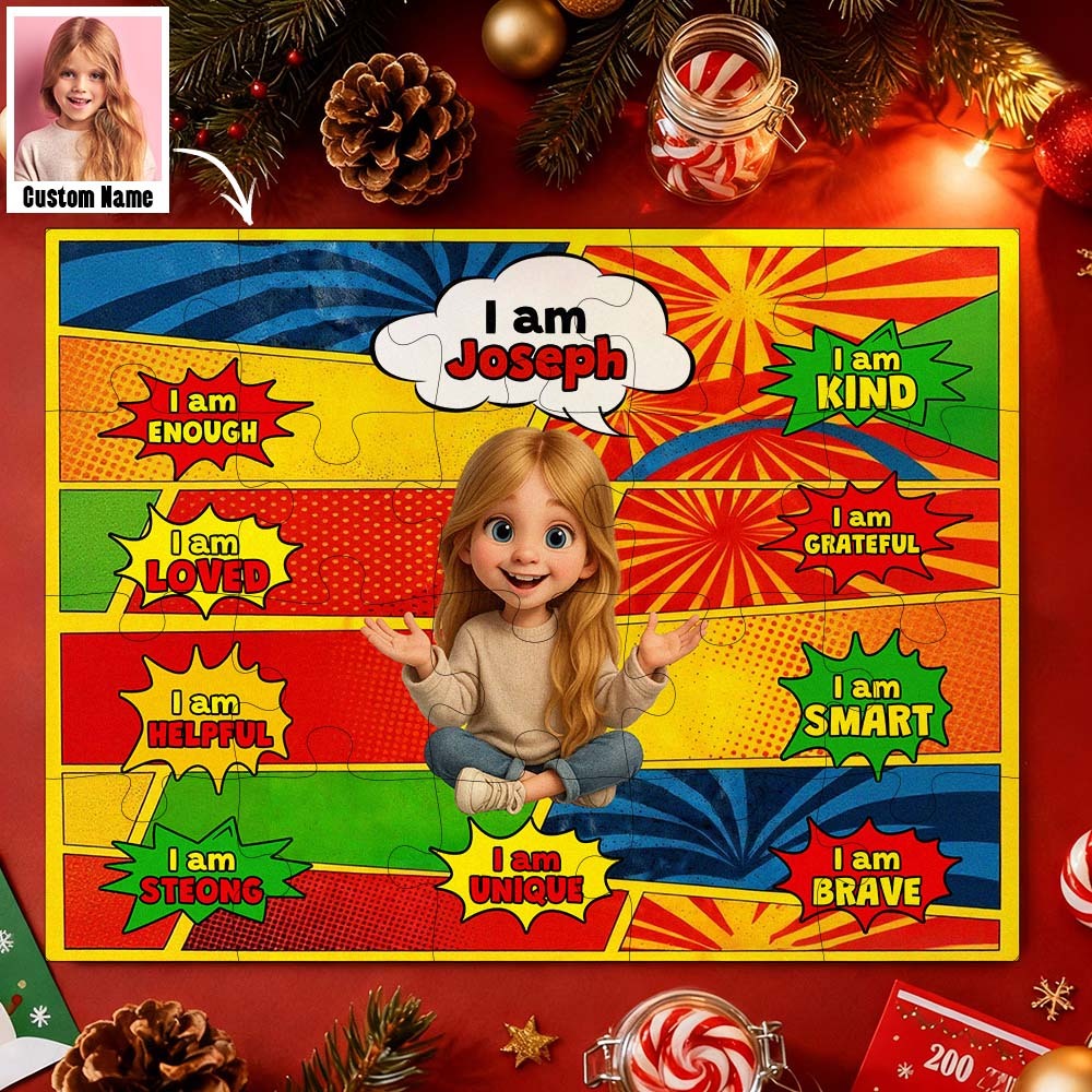 Christmas Jigsaw Puzzle Personalized - HAPPY BIRTHDAY | Gift For Grandkid - Gift for Kids - Trendy New 2025 - Personalized Puzzle