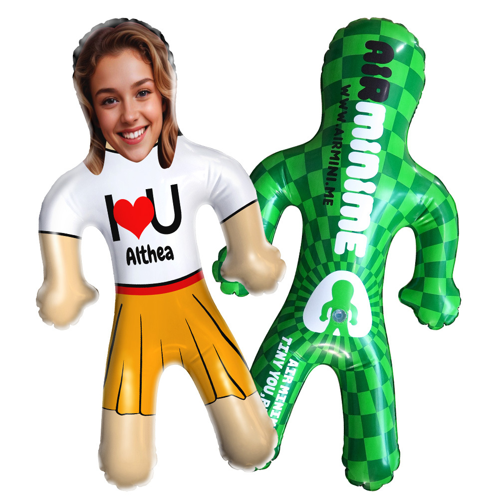 "I lOVE U" Custom Face & Text Air Minime Doll Personalized Blow Up Doll Inflatable Minime Balloon for Couple - MyPhotoSocksAu