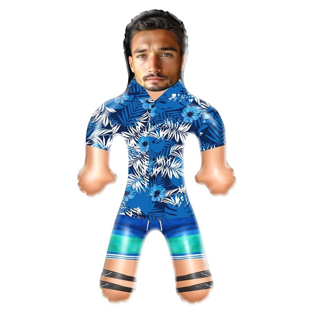 Personalized Blow Up Dolls Hawaiian Shirt Mountains Funny Inflatable Man Printed Face for Party Favors - MyPhotoSocksAu