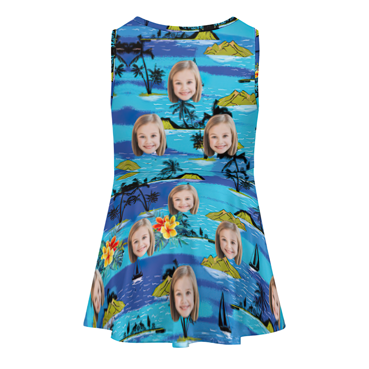 Custom Face Dress Personalized Summer Hawaiian Girls'Dresses Holiday Style - My Photo Socks AU