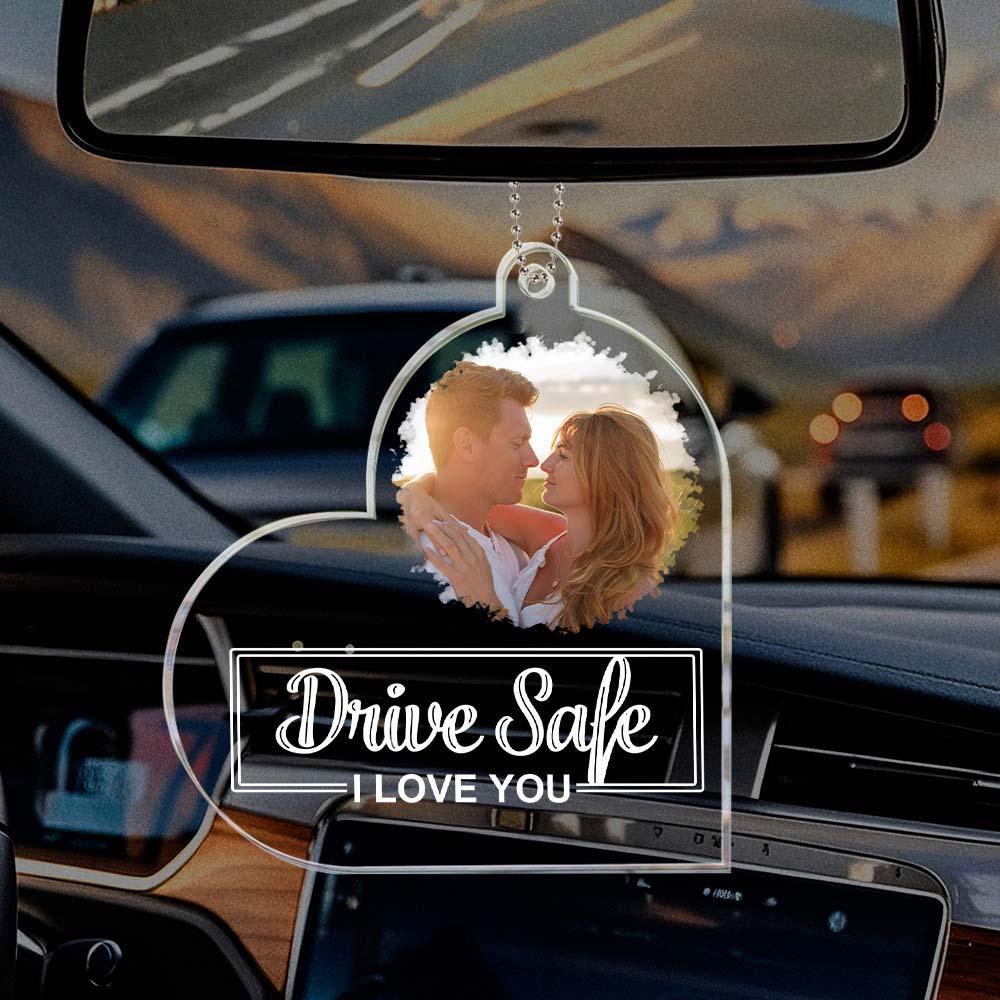 Drive Safe, I Love You - Personalized Photo Rear View Mirror Accessory - MyPhotoSocksAu