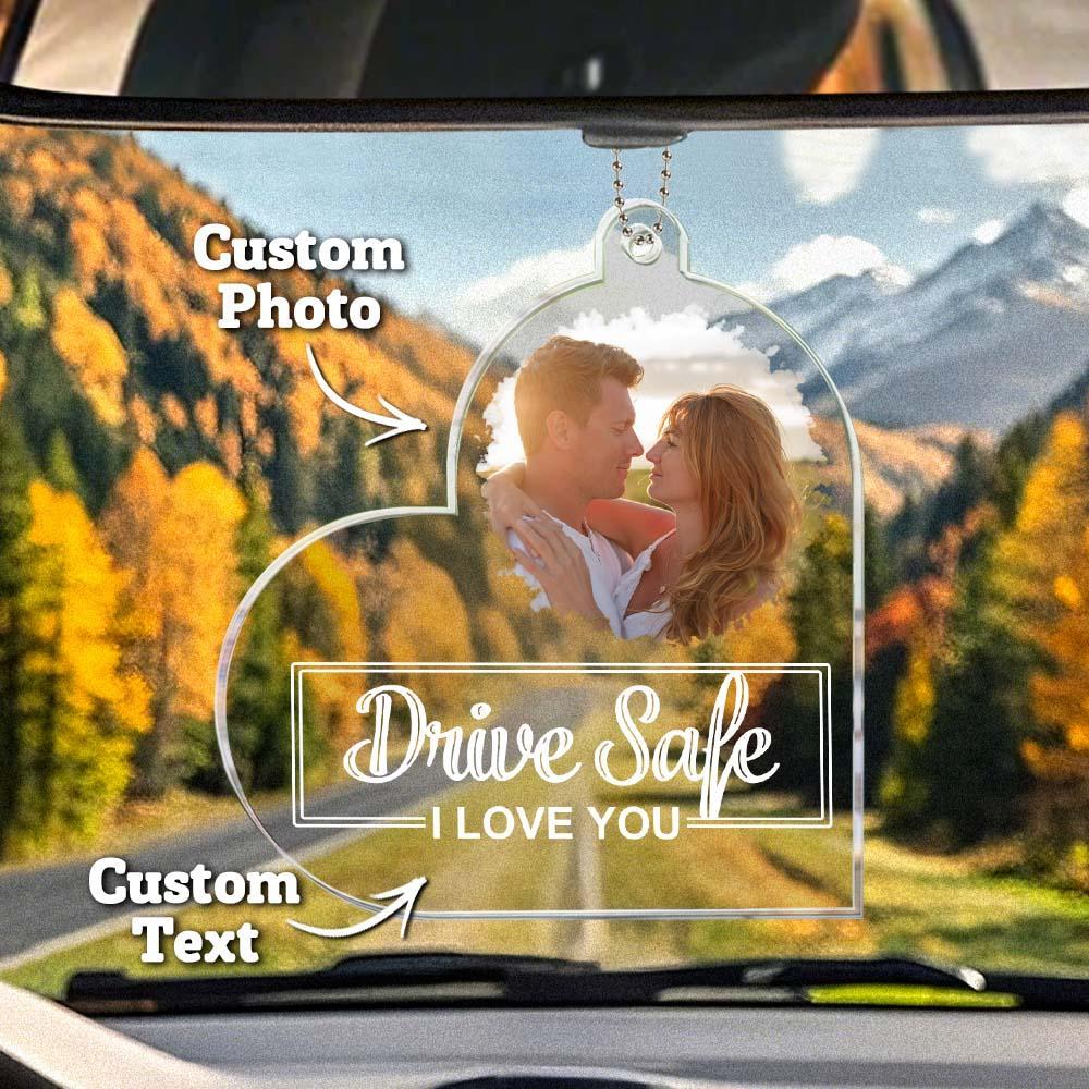 Drive Safe, I Love You - Personalized Photo Rear View Mirror Accessory - MyPhotoSocksAu