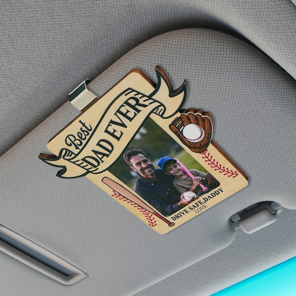 Personalized Photo Wooden Car Visor Clip Drive Safe Daddy Love From Biggest Fans - MyPhotoSocksAu