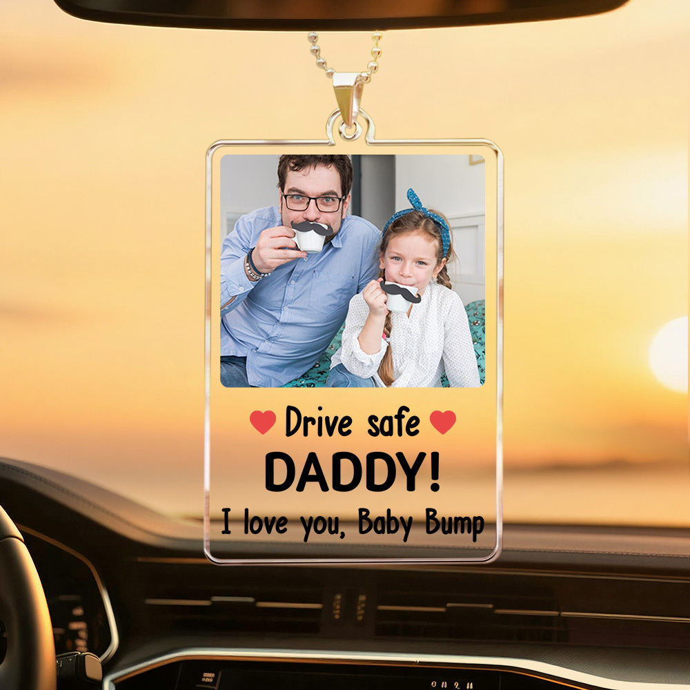 Custom Photo Rear View Drive Safe Personalized Photo Rear View Mirror Accessory Father's Day Gifts - MyPhotoSocksAu