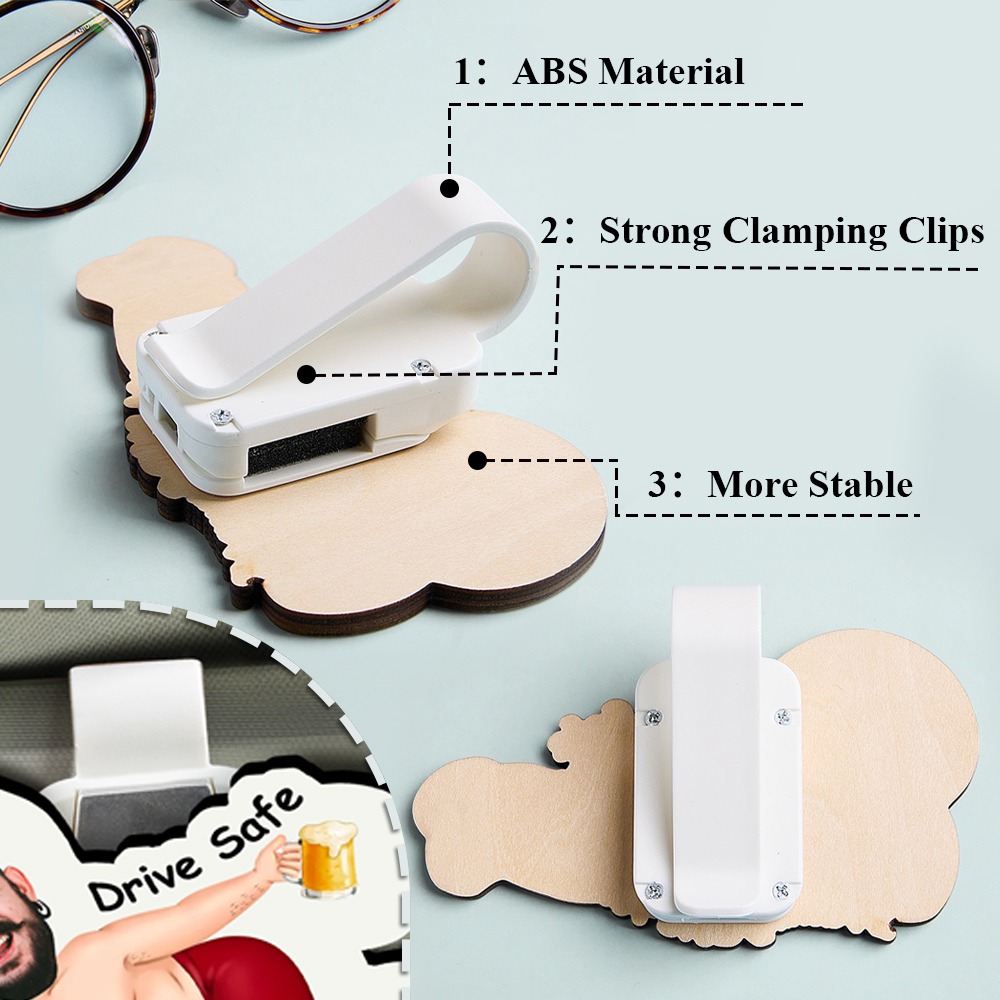 Personalized Photo Wooden Car Visor Clip Drive Safe I F*Cking Love You - Funny Valentines Day Gifts For Husband, Wife