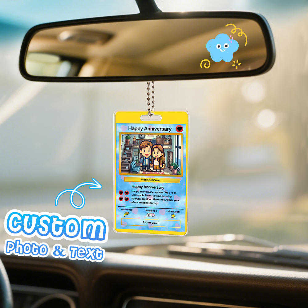 Custom Poke Car Ornament Best Dad Ever Photo Hanging Decoration for Car Rearview Mirror Gift For Dad - MyPhotoSocksAu
