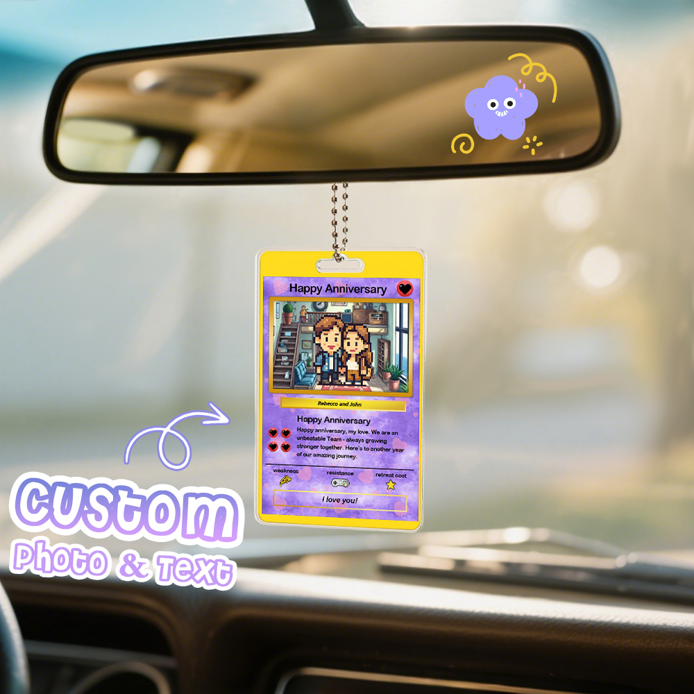 Custom Poke Car Ornament Best Dad Ever Photo Hanging Decoration for Car Rearview Mirror Gift For Dad - MyPhotoSocksAu