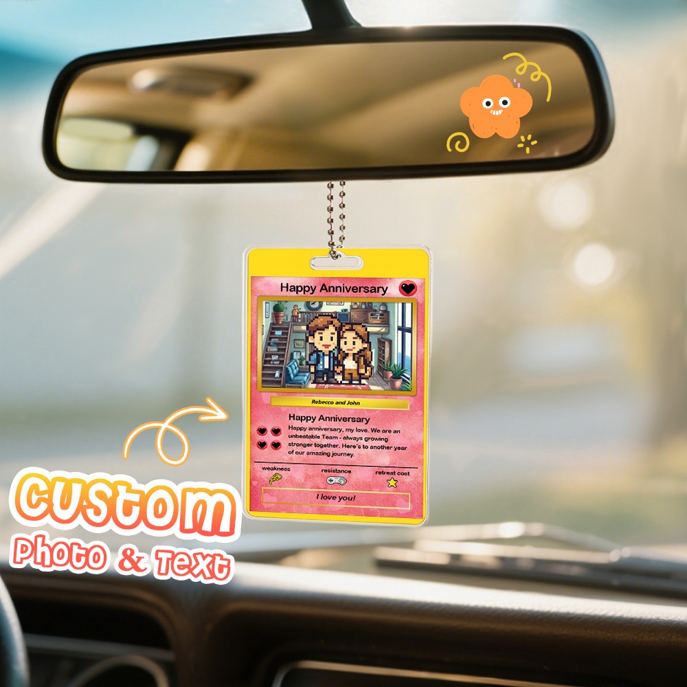 Custom Poke Car Ornament Best Dad Ever Photo Hanging Decoration for Car Rearview Mirror Gift For Dad - MyPhotoSocksAu