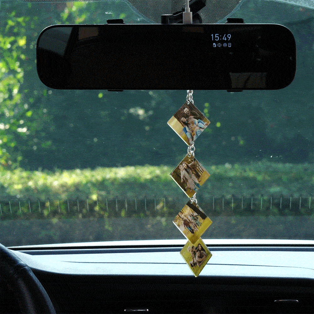 Car Rearview Mirror Chain Micro Memory Customizable Vintage Mini Photos Charms Accessories Gifts Bridesmaid Gifts